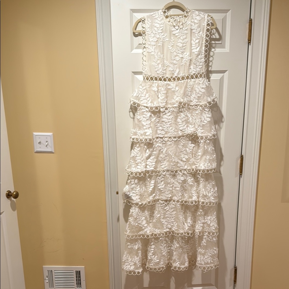 Zimmermann Ivory Lace Tiered Maxi Dress